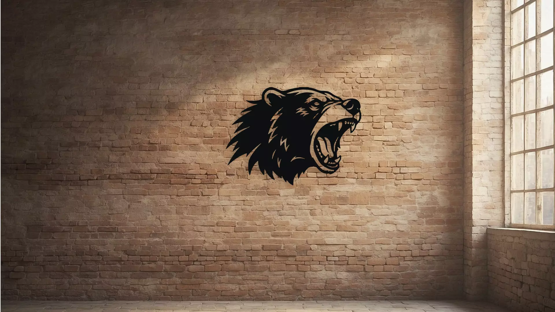Roaring Bear Head Wall Decor 3D model_2