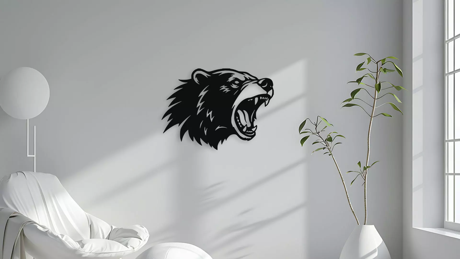 Roaring Bear Head Wall Decor 3D model_4