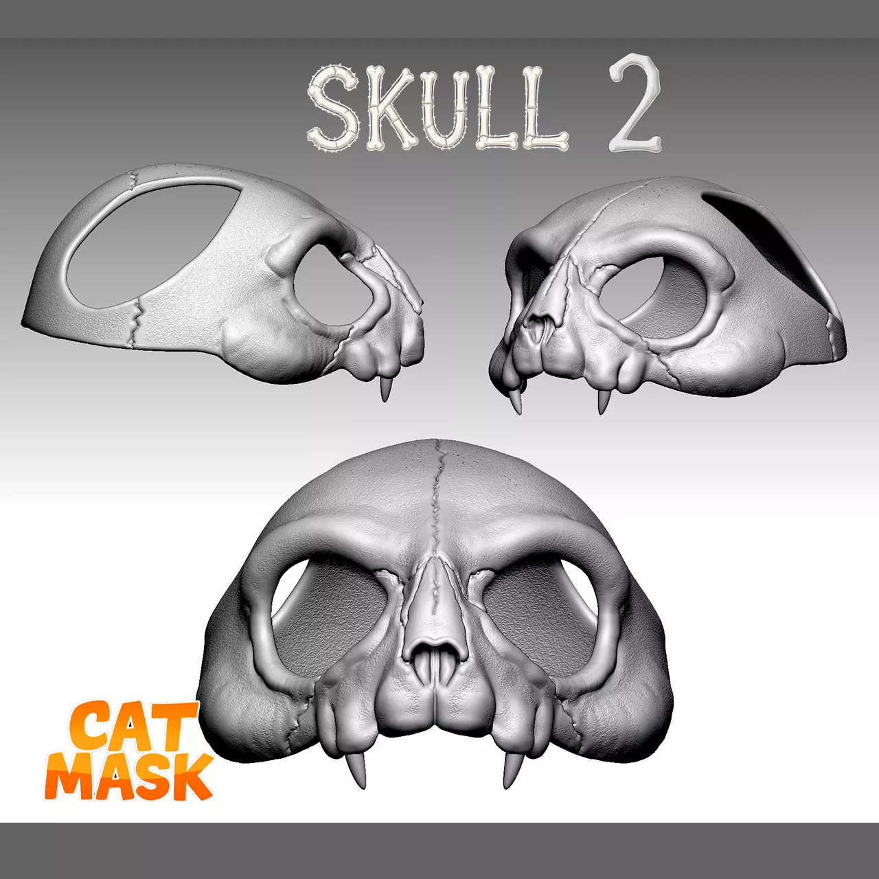Cat Skull Mask V2  3D Printable Pet Cosplay Accessory for Cats 3D print model_4