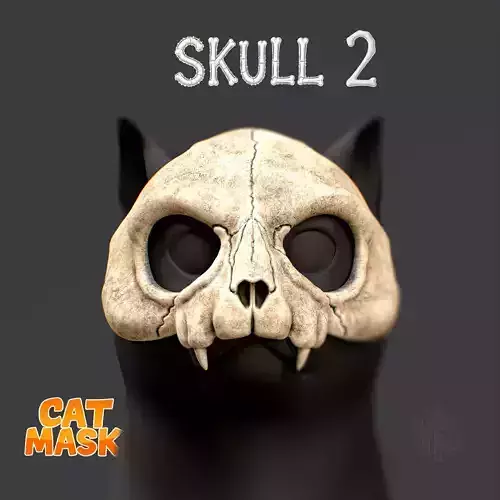 Cat Skull Mask V2  3D Printable Pet Cosplay Accessory for Cats
