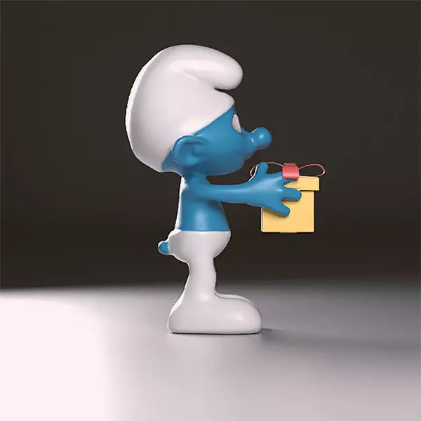 Painter smurf holding gift 3D print model