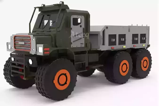 Realistic Truck 3D Model for Animation Games and 3D Printing