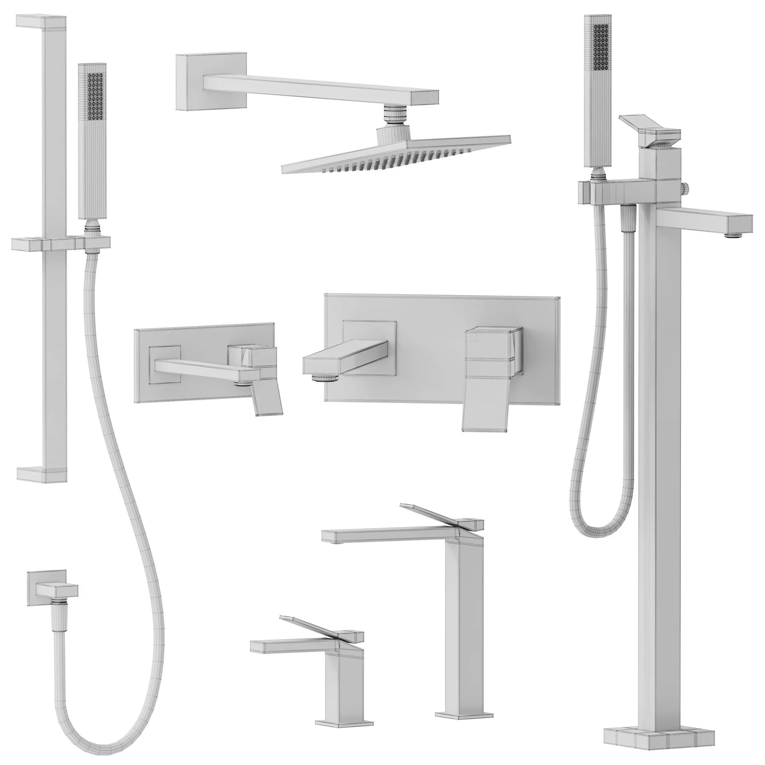 Gessi Collection Rettangolo K Set Shower corona Low-poly 3D model_6