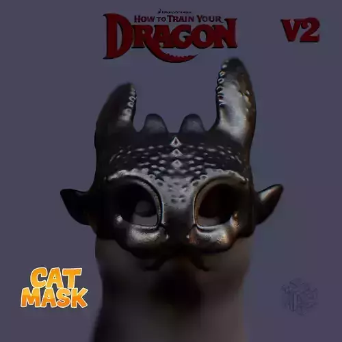 Night Fury Cat Mask V2  3D Printable Raised Ear Edition