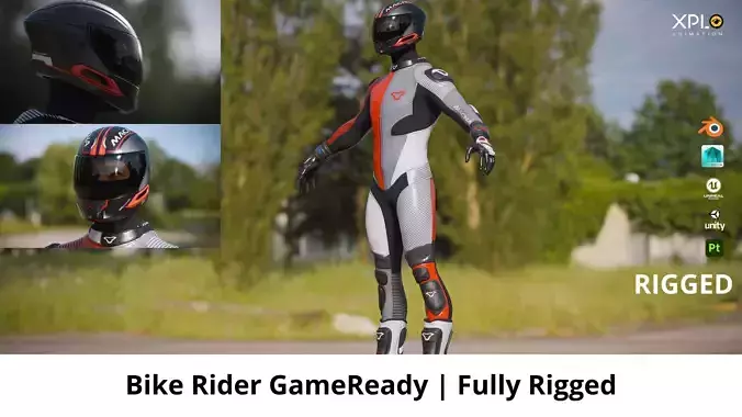 3D Bike Rider Character Model Gameready
