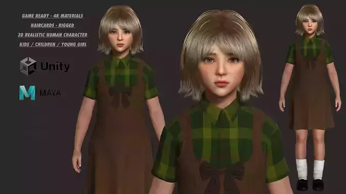 AAA 3D REALISTIC HUMAN CHARACTER - EUROPEAN LITTLE GIRL KIDS 