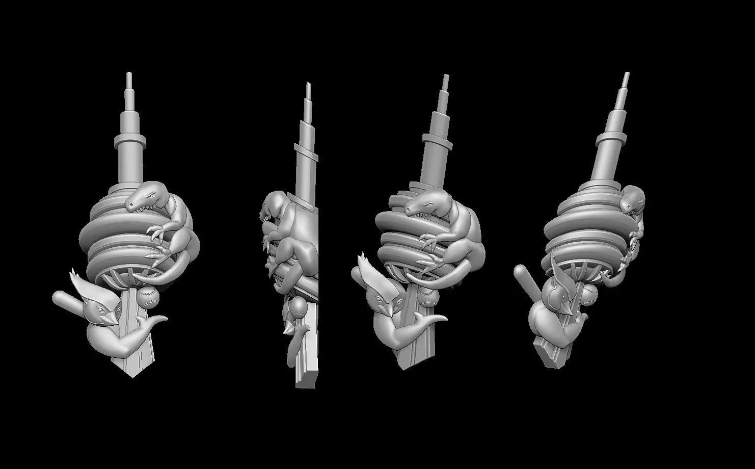 3D Architectural tower STL printable model high detail 3D print model_0