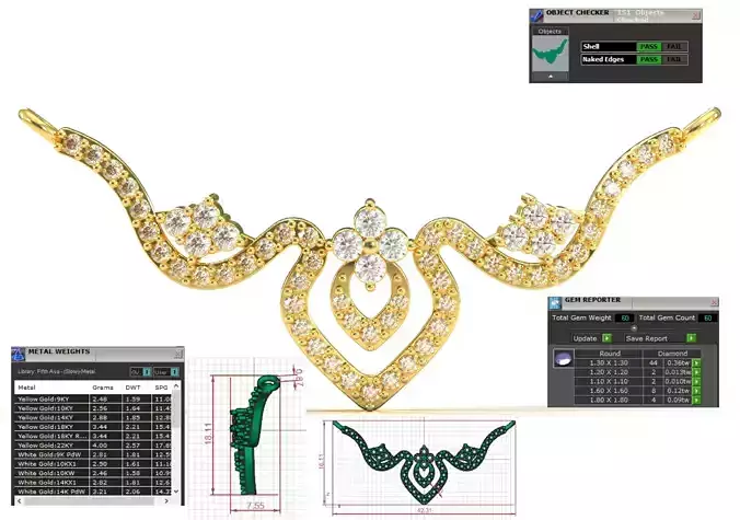 Collar jewelry stl 3dm gold bridal Pendant model jp0373