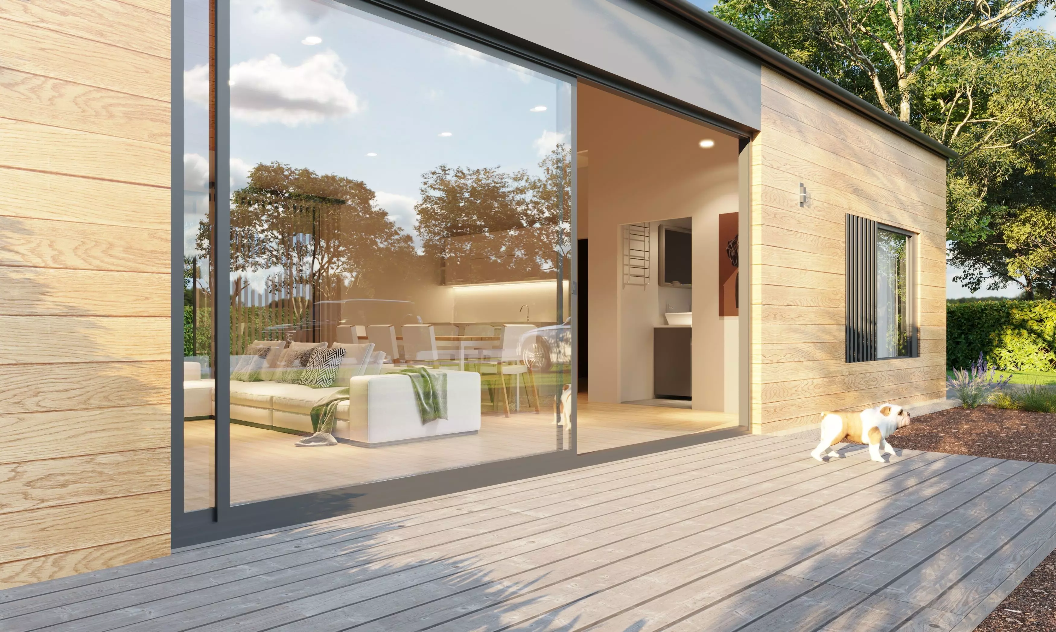 Modern Single-Story House 3D Exterior Rendering 3D model_3