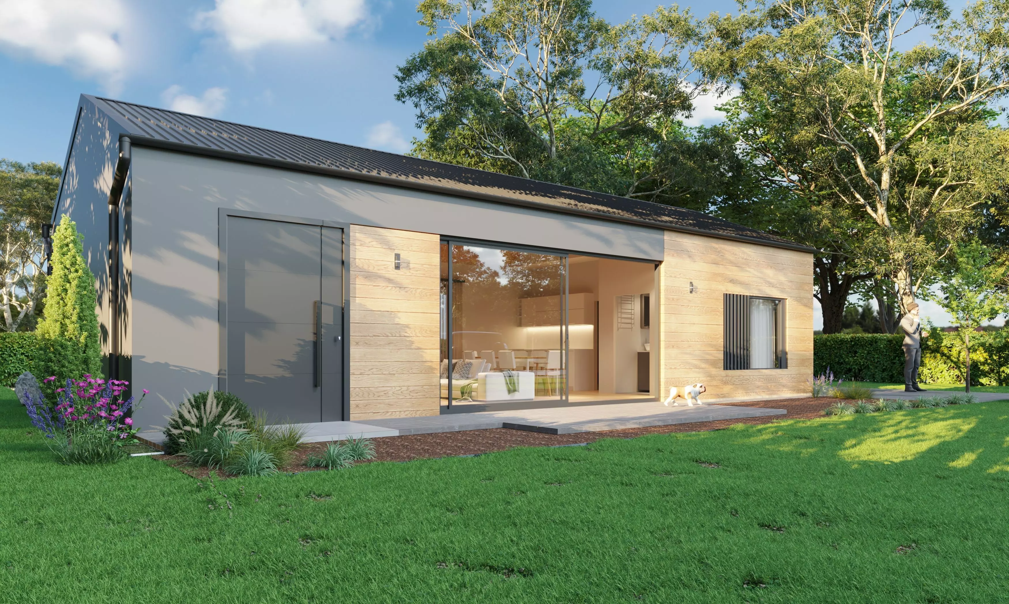 Modern Single-Story House 3D Exterior Rendering 3D model_2