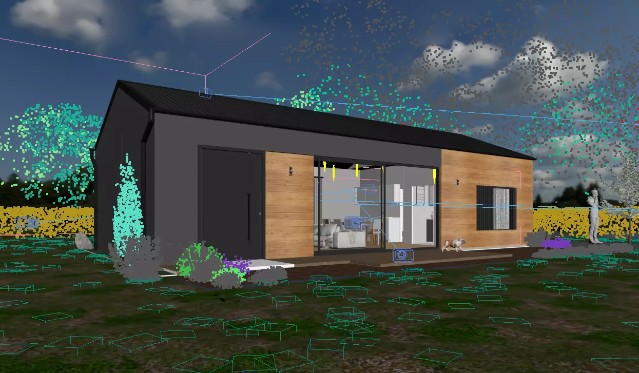 Modern Single-Story House 3D Exterior Rendering 3D model_5