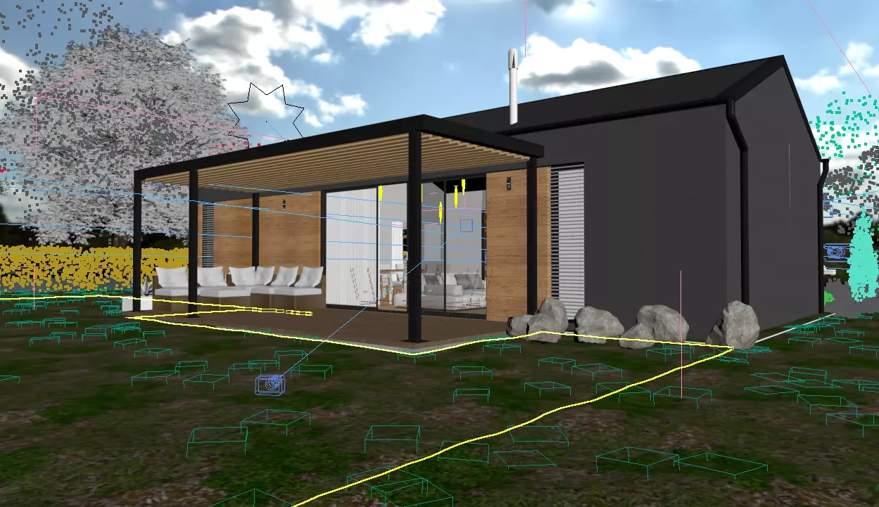 Modern Single-Story House 3D Exterior Rendering 3D model_6