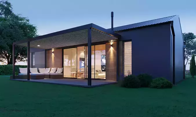 Modern Single-Story House 3D Exterior Rendering