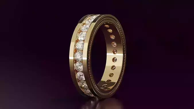 Channel Set Round cut eternity ring with bead N04 145CT EU54