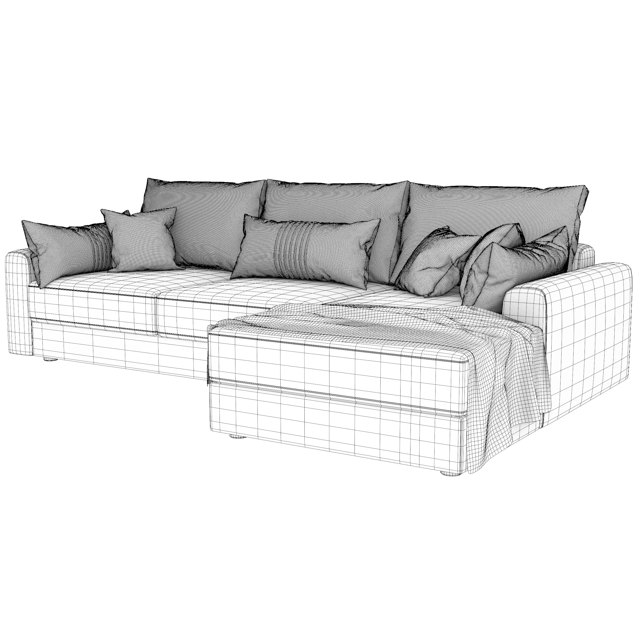 Modern corner sofa 3D model_5
