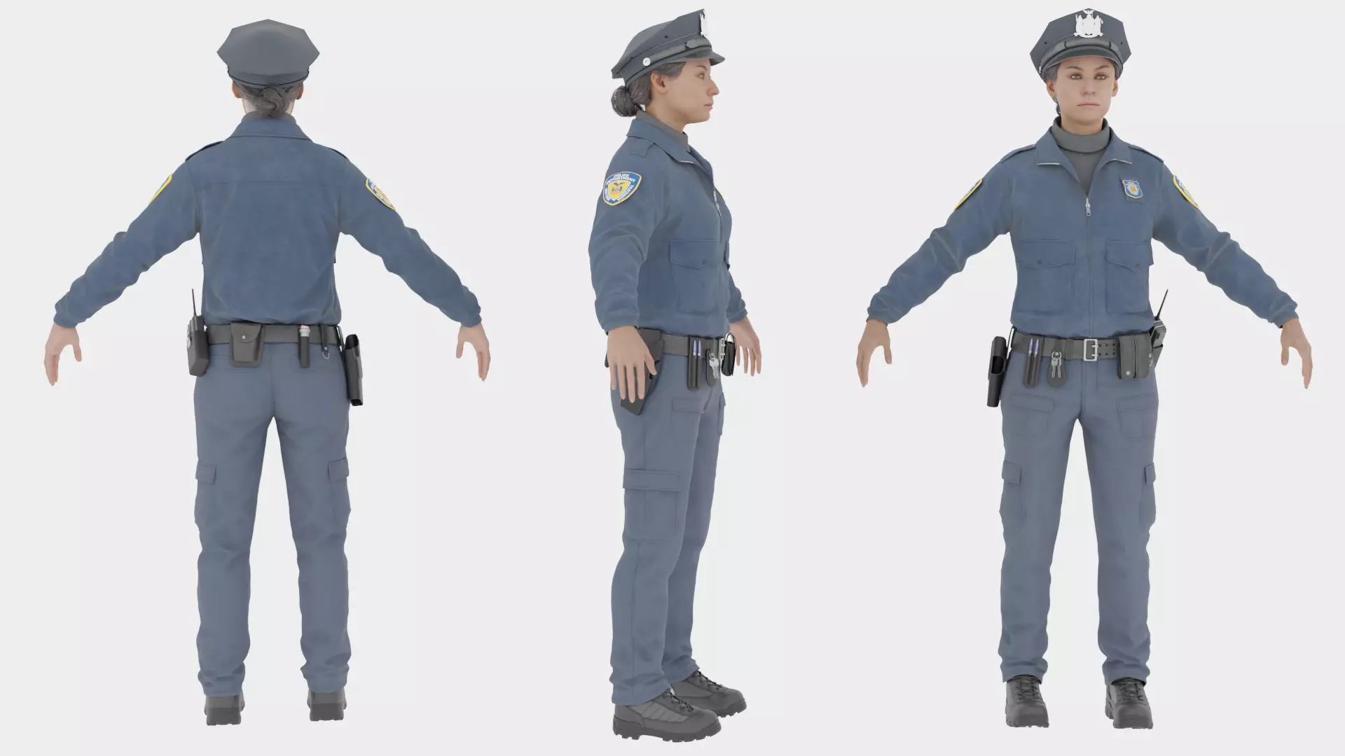 Police Female Fully Rigged 3D Character Model 3D model
