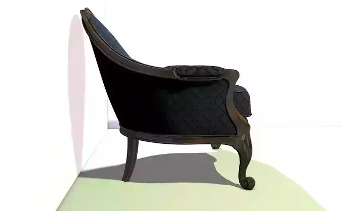 Berger style armchair with wood ornaments 