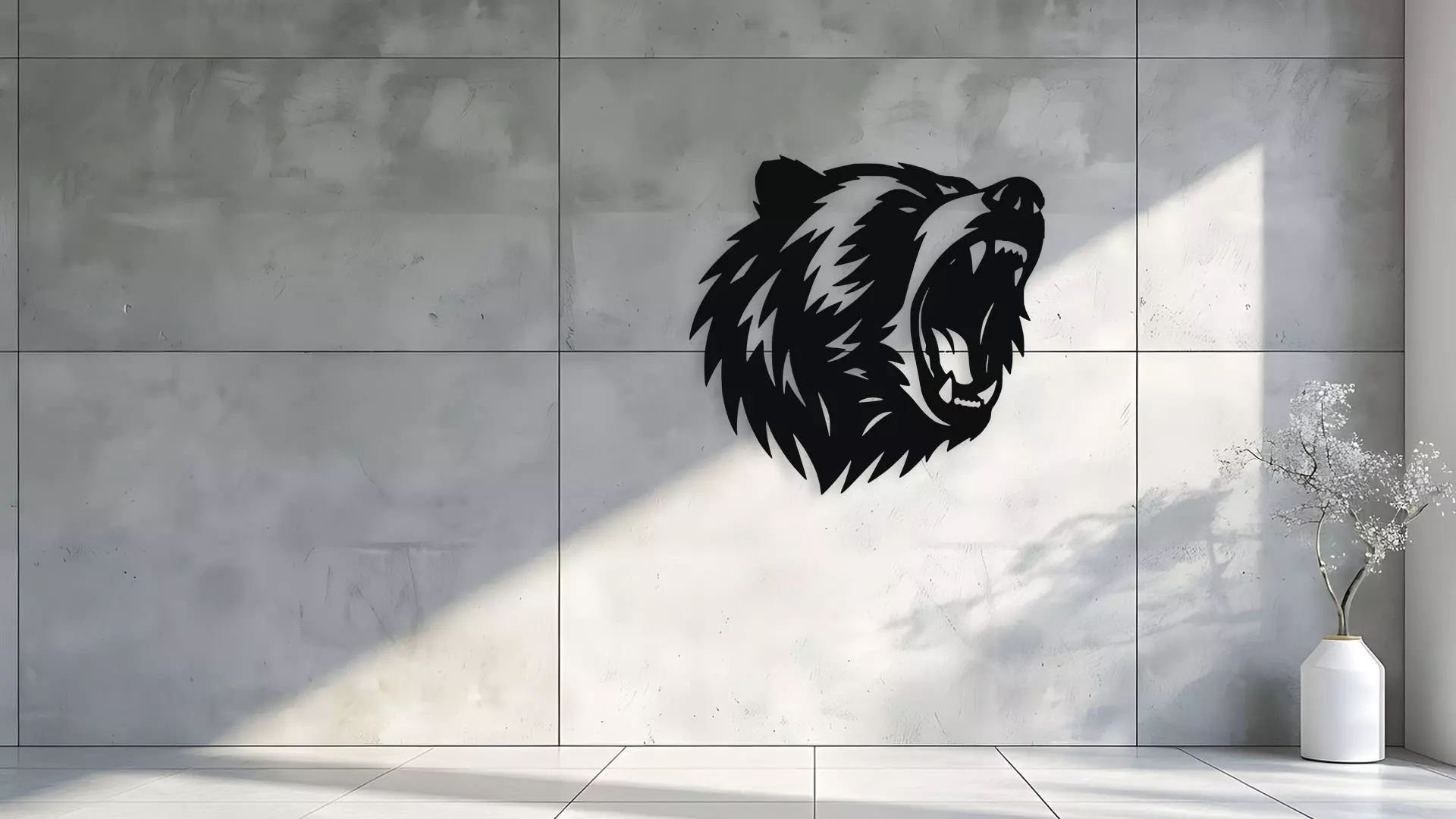 Roaring Bear Wall Decor Art 3D model_1