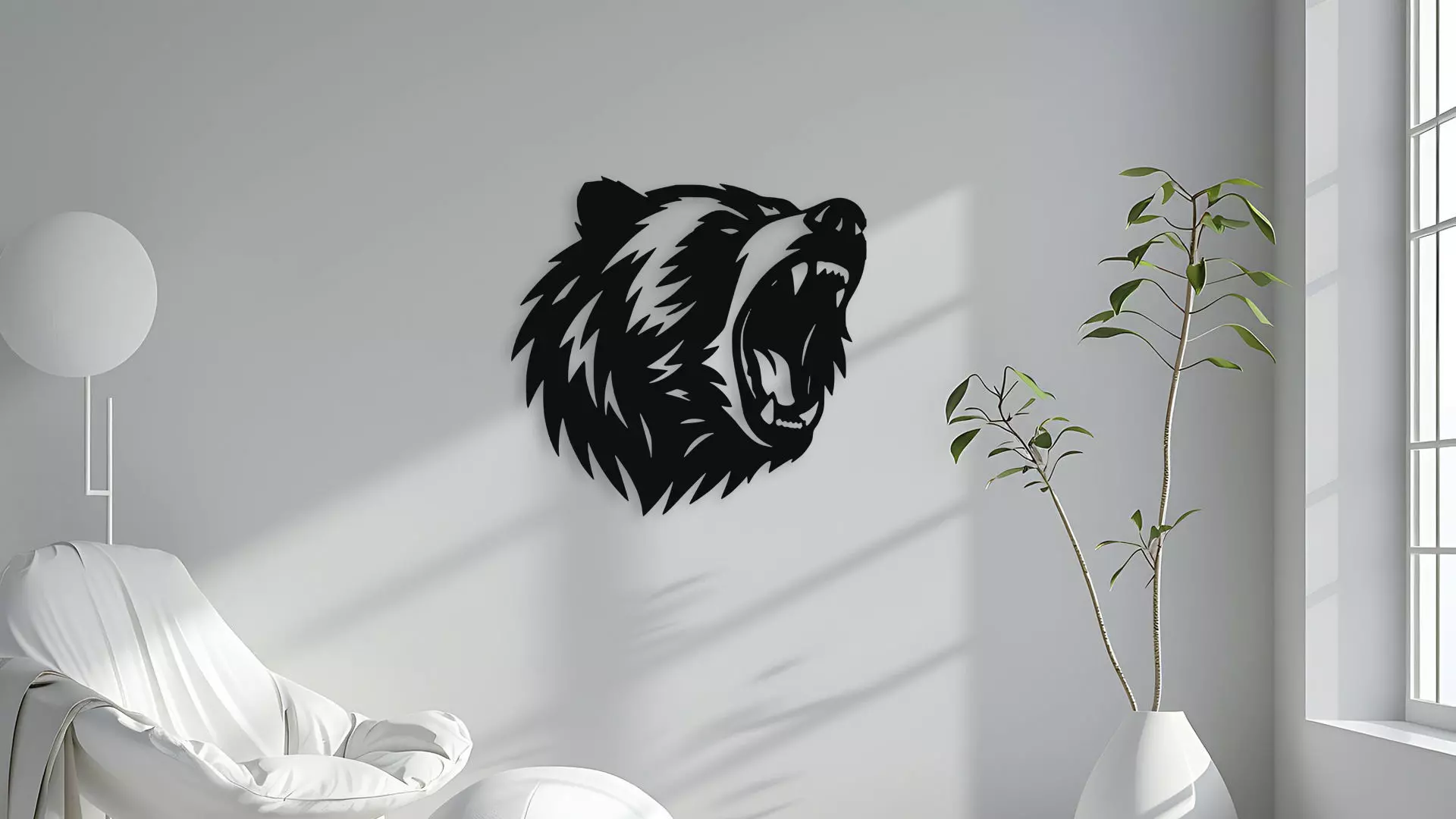 Roaring Bear Wall Decor Art 3D model_4