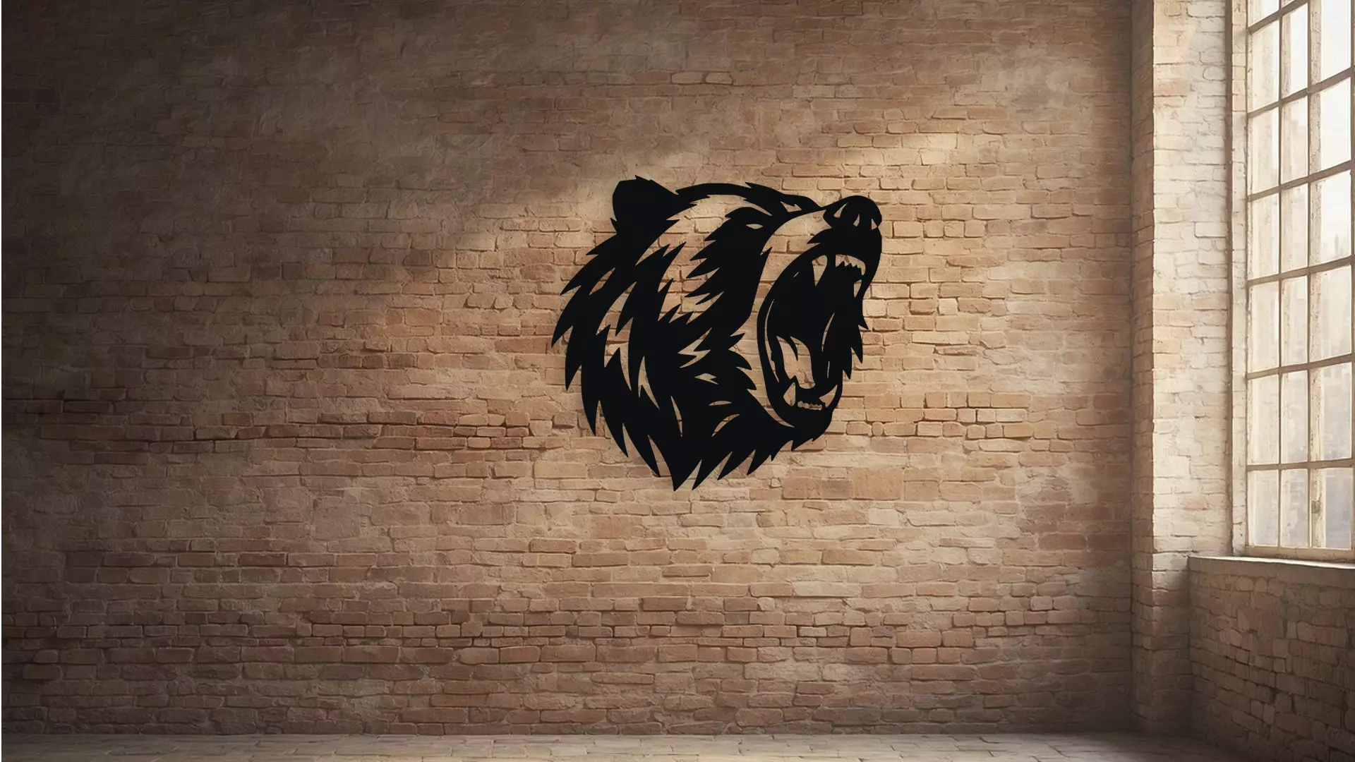 Roaring Bear Wall Decor Art 3D model_2