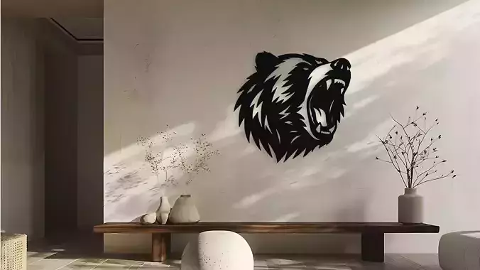 Roaring Bear Wall Decor Art