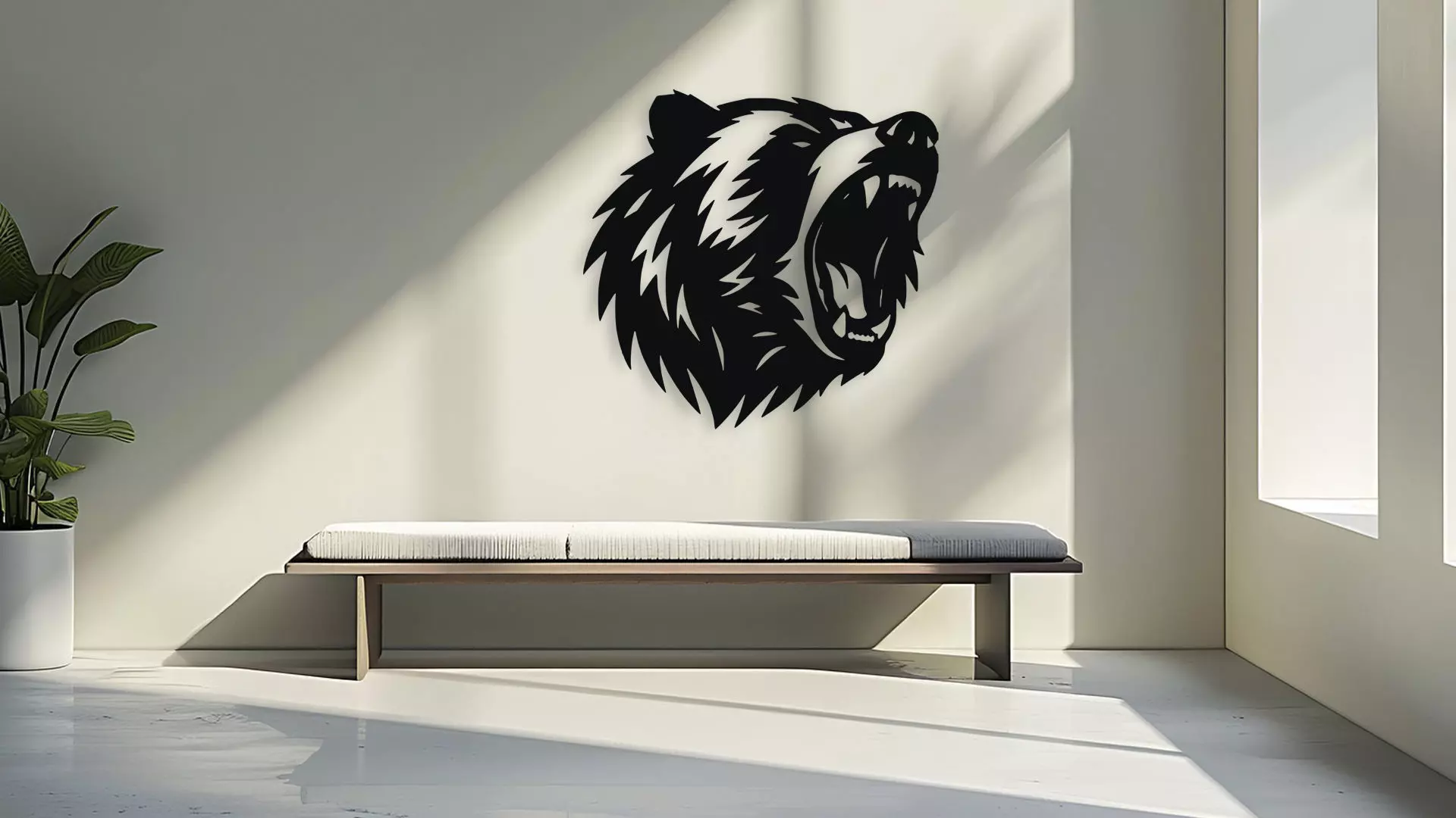 Roaring Bear Wall Decor Art 3D model_3