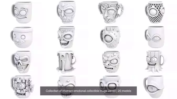 Collection of abstract emotional collectible mugs vol 03