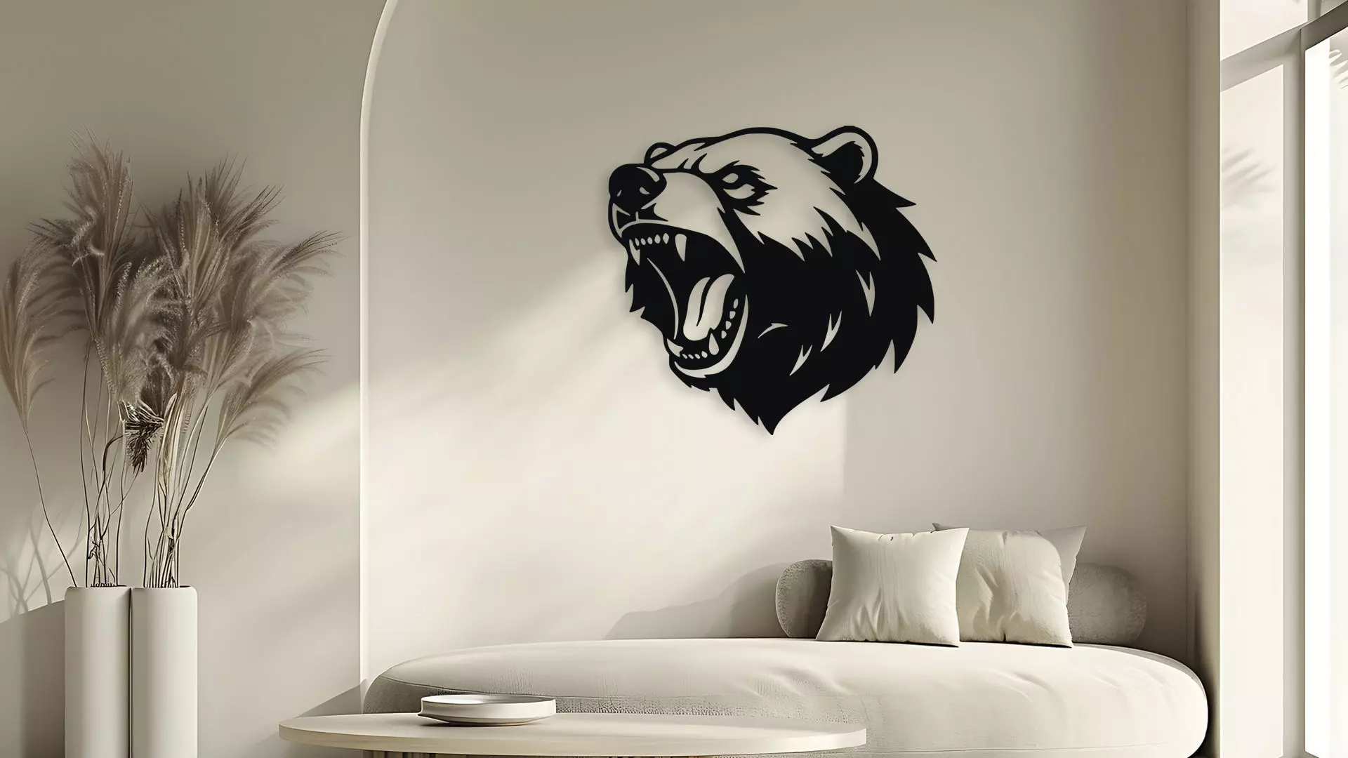 Roaring Grizzly Bear Head Wall Decor Art 3D model_5