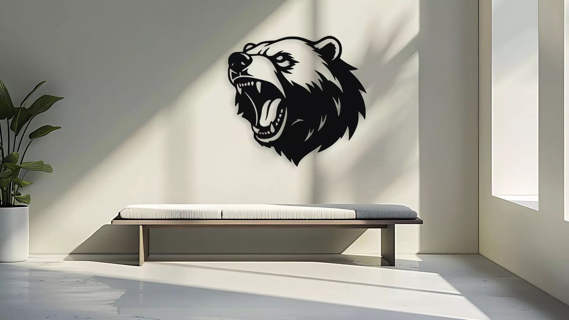 Roaring Grizzly Bear Head Wall Decor Art 3D model_3