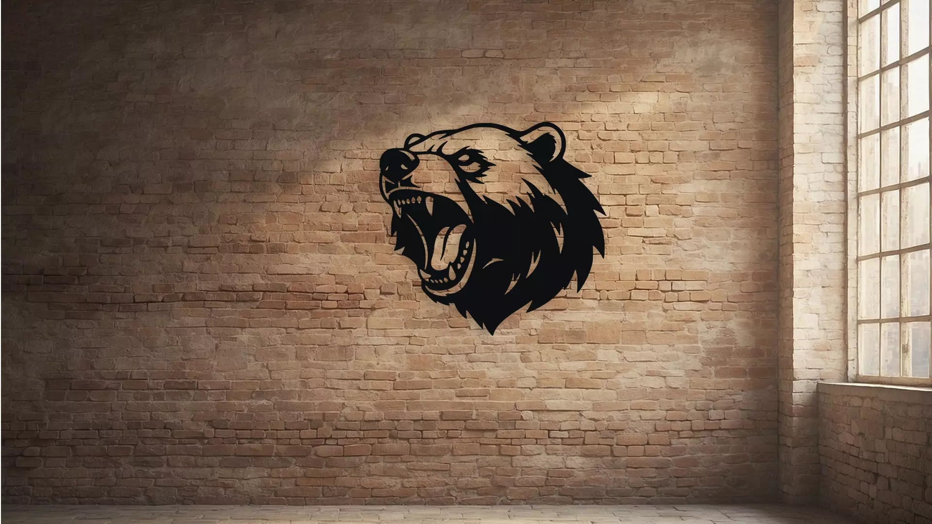 Roaring Grizzly Bear Head Wall Decor Art 3D model_2