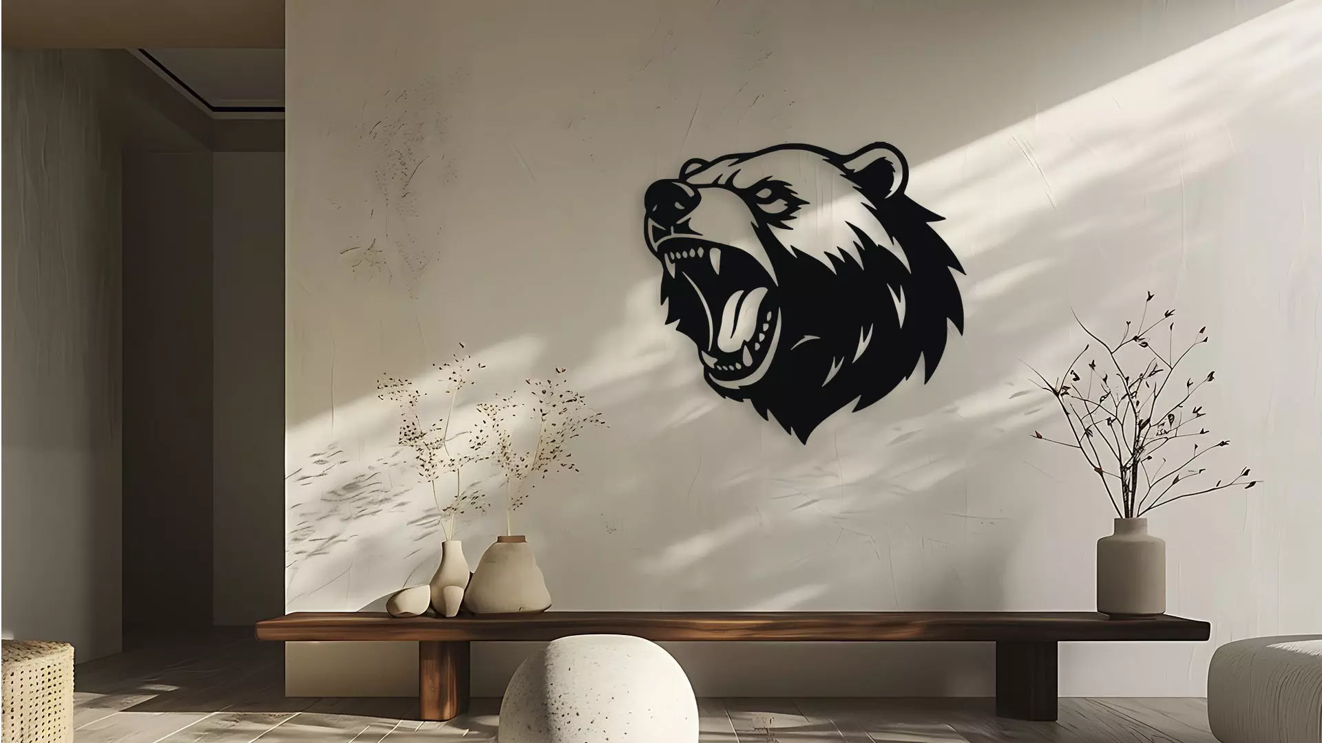 Roaring Grizzly Bear Head Wall Decor Art 3D model_0