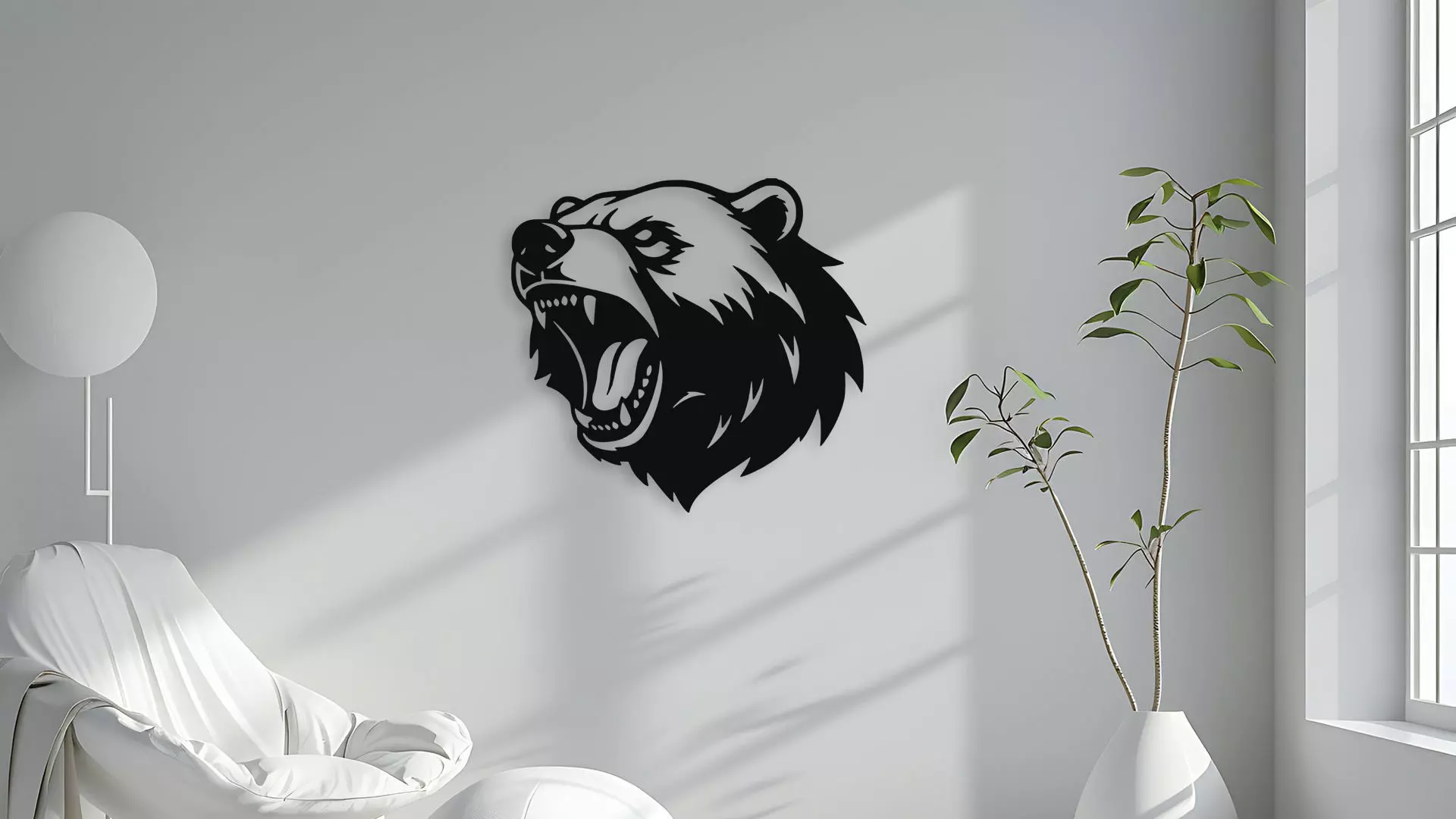 Roaring Grizzly Bear Head Wall Decor Art 3D model_4