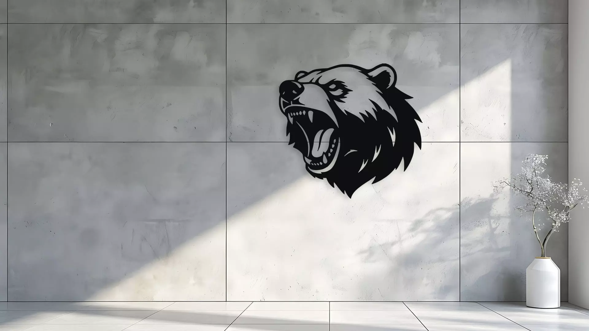 Roaring Grizzly Bear Head Wall Decor Art 3D model_1