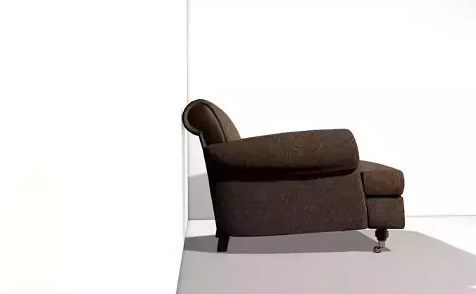 Classic English rolled armchair with  wooden elements  3D model