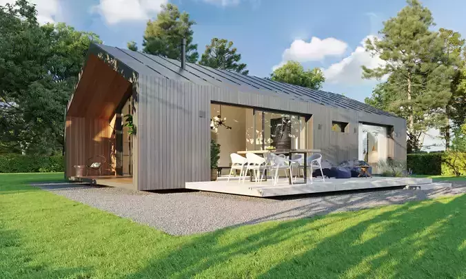 Modern Barn House 3D Exterior Rendering