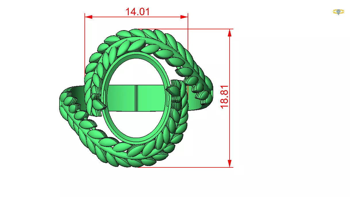  Elegant Gold Leaf Ring with Red Gemstone  3D print model_5