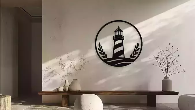 Lighthouse Wall Decor Art for Laser Cut and 3D Print