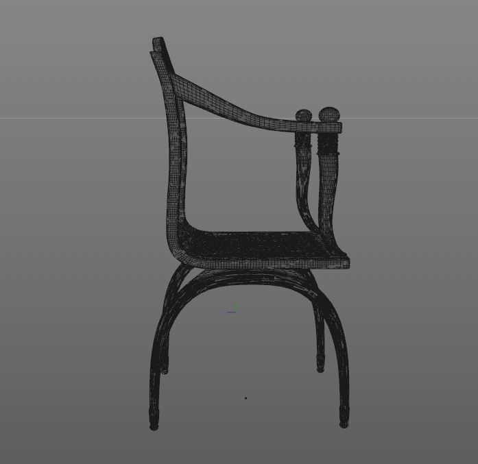 African style chair with  bone  elements  3D model_3