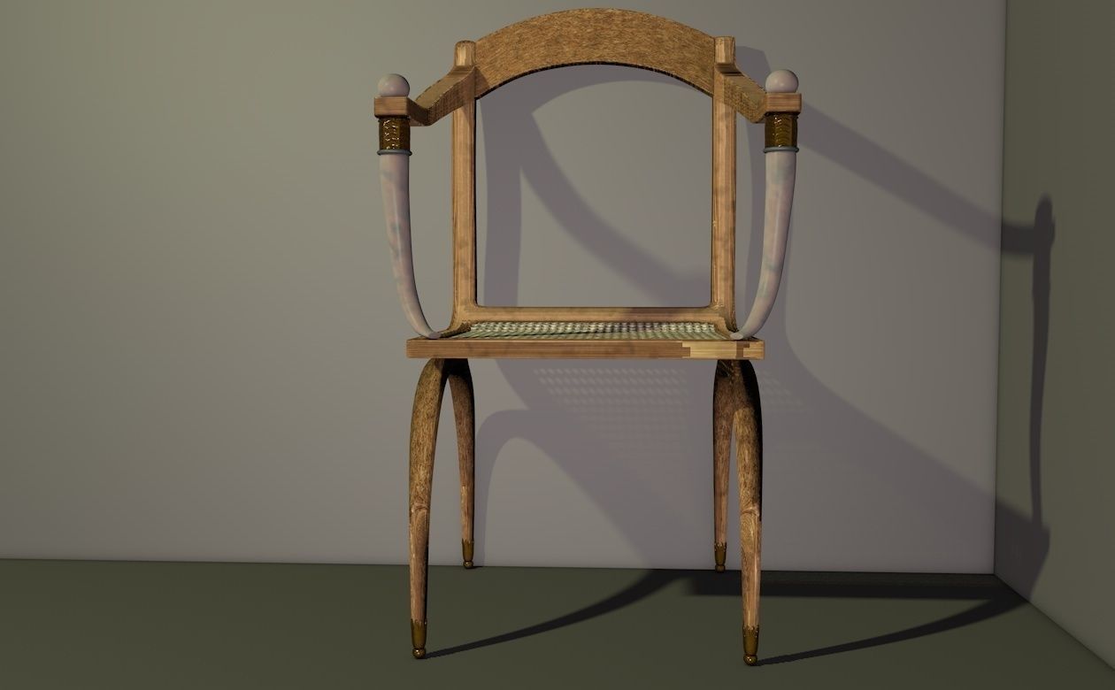 African style chair with  bone  elements  3D model_1