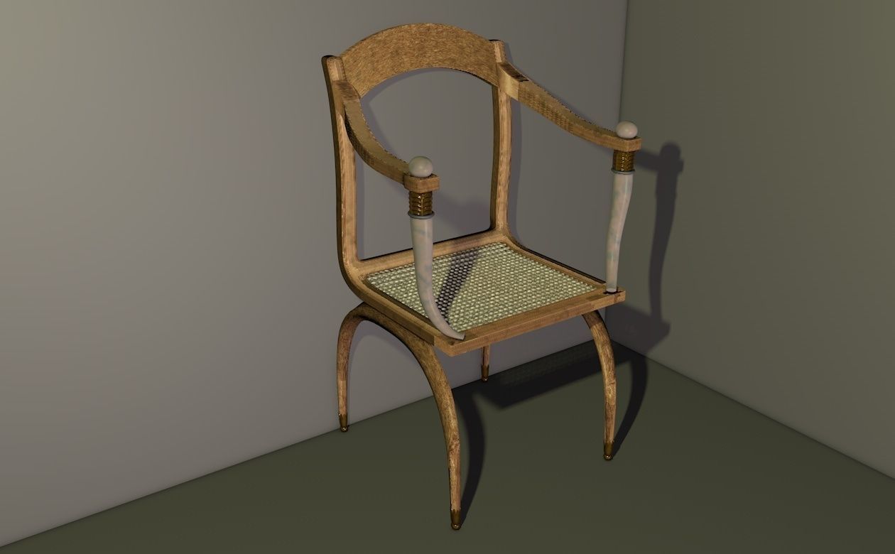 African style chair with  bone  elements  3D model_2
