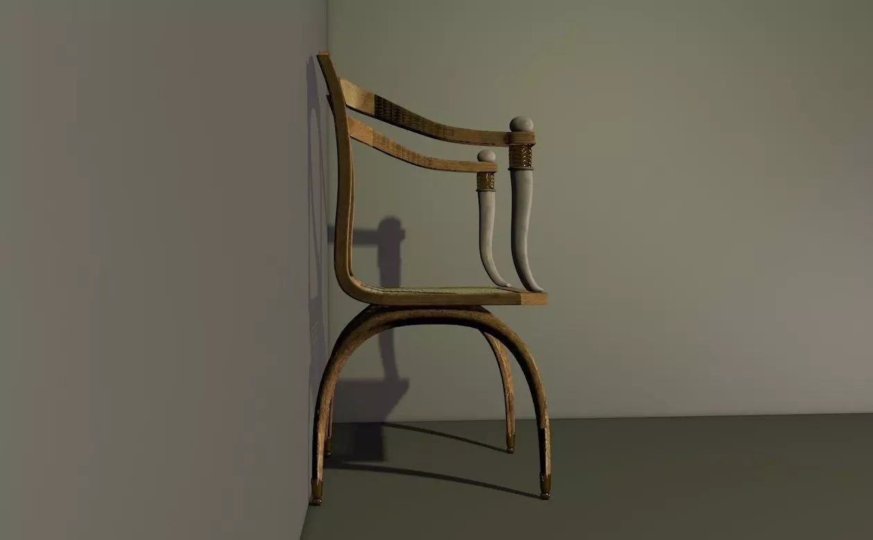 African style chair with  bone  elements  3D model_0