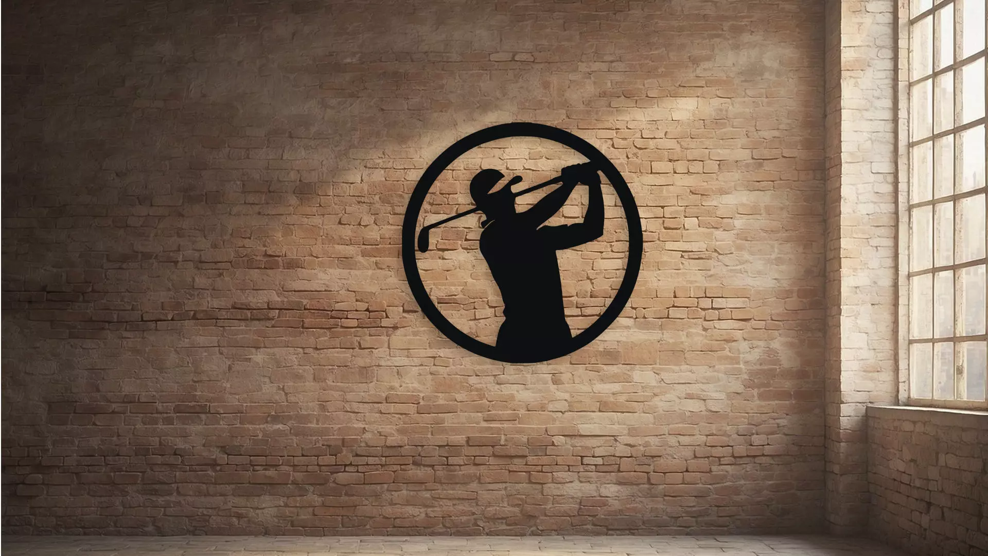 Golf Player Silhouette Wall Decor 3D model_2