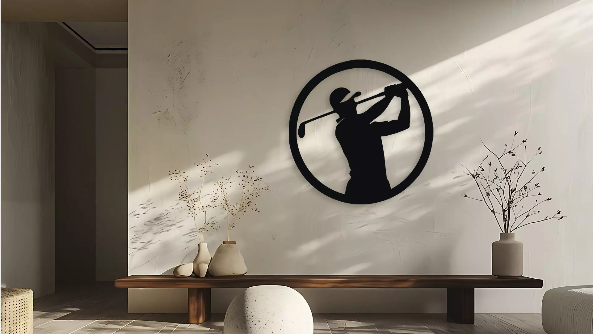 Golf Player Silhouette Wall Decor 3D model_0