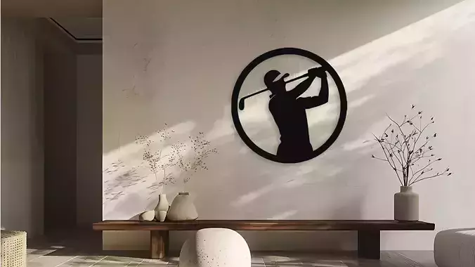 Golf Player Silhouette Wall Decor