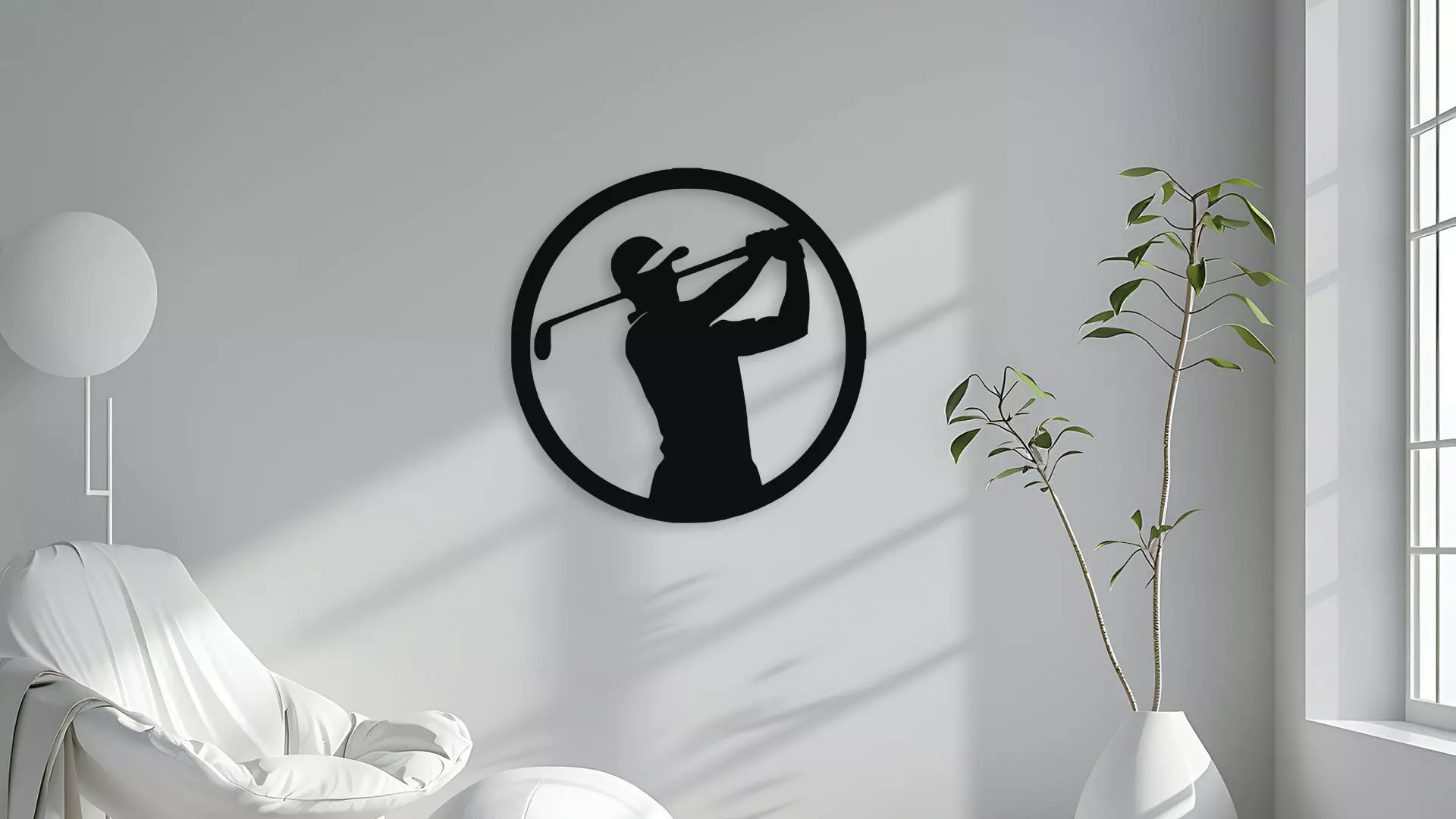 Golf Player Silhouette Wall Decor 3D model_4