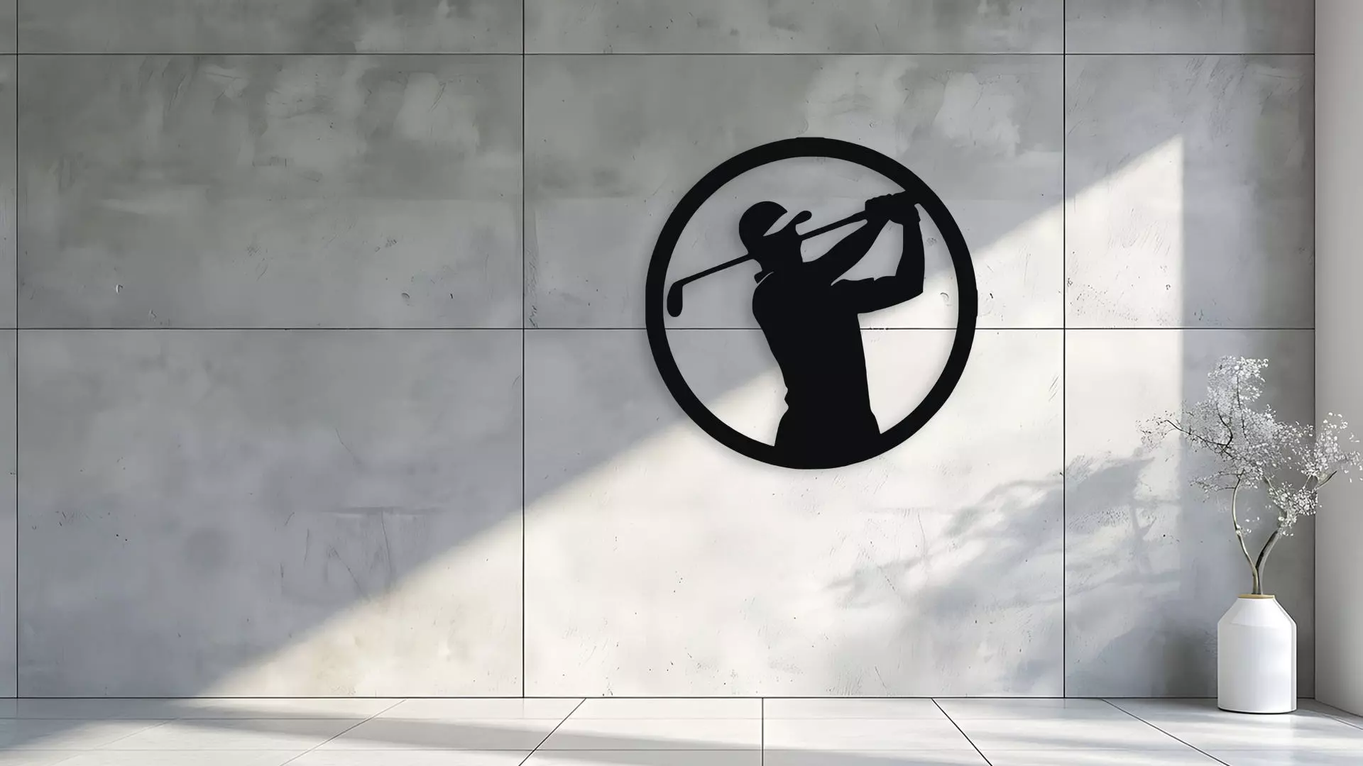 Golf Player Silhouette Wall Decor 3D model_1