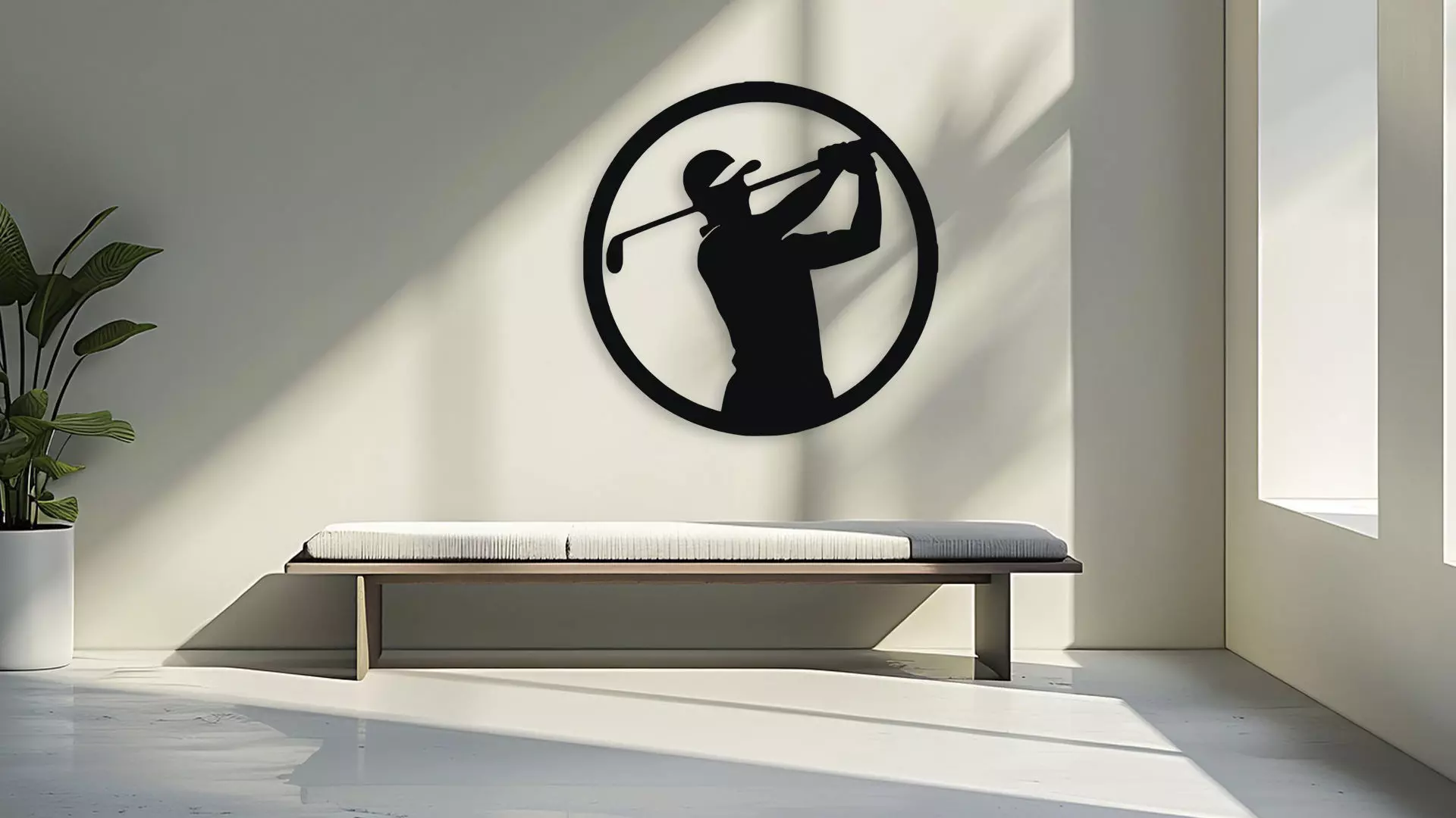 Golf Player Silhouette Wall Decor 3D model_3
