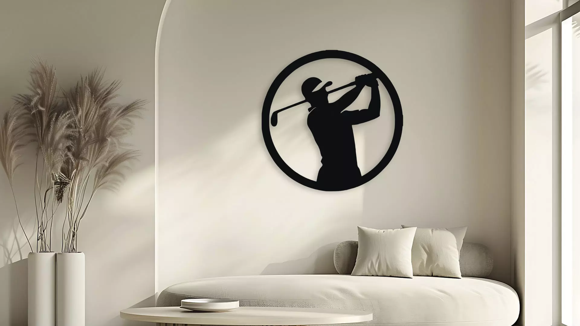 Golf Player Silhouette Wall Decor 3D model_5