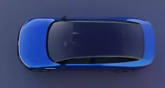 Sleek Blue Electric Sedan 3D model 2
