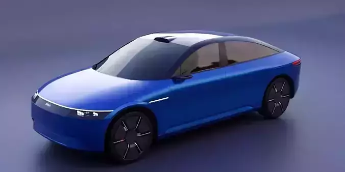 Sleek Blue Electric Sedan 3D model 5